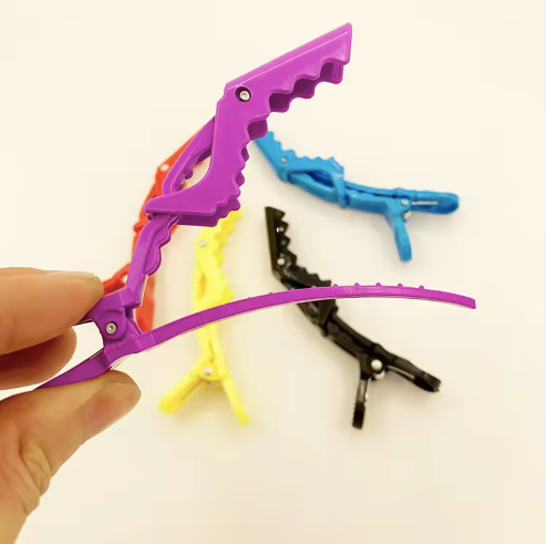 Barber Shop Hairdressing Tools Solid Color 11.5cm 6Pcs/set Alligator Clip Salon Special Perm Hair Dyeing Positioning Clips demo