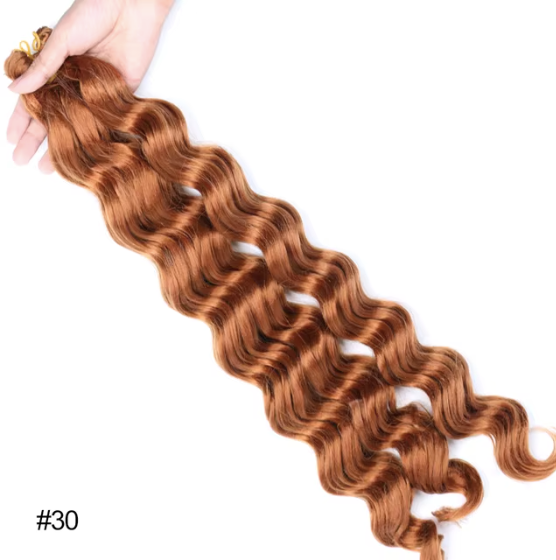 Hot Sale High Quality 20 Inch Crochet Synthetic Curly Hair Weaves Deep Ocean Water Bundle Wavy Hair African Braids #30