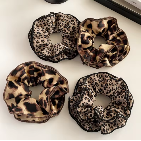 Animal Print Satin Scrunchies Set - Leopard & Tortoiseshell Hair Ties