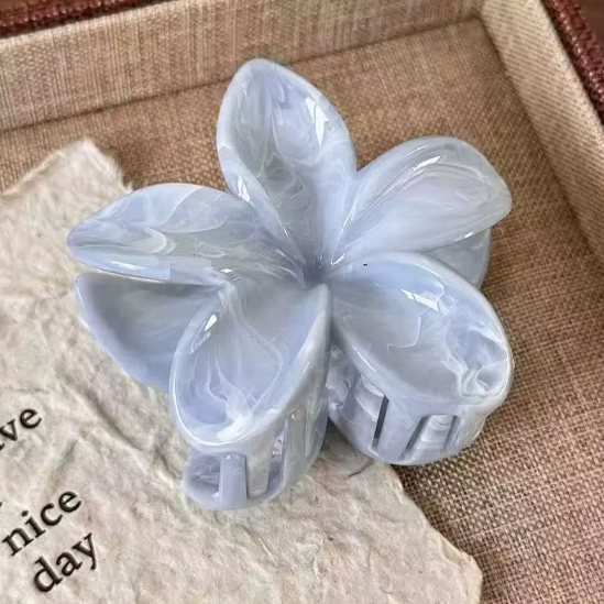 Translucent Flower Hair Claws - Dreamy Pastel Plumeria Hair Clips Set