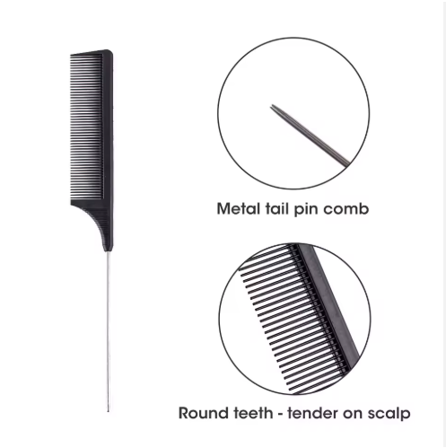 Stainless Steel Pintail Combs Set - Professional Metal Tail Hair Styling Tools