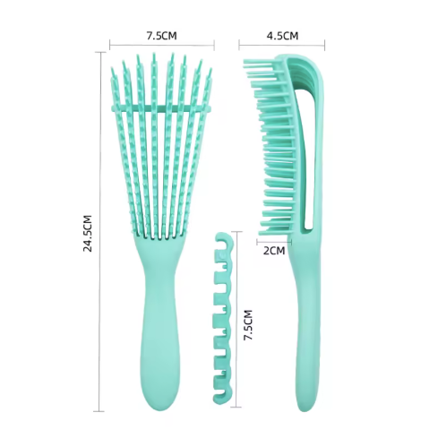 Curved Edge Detangling Brushes Set - Flexible Bristle Hair Brushes 4 Colors