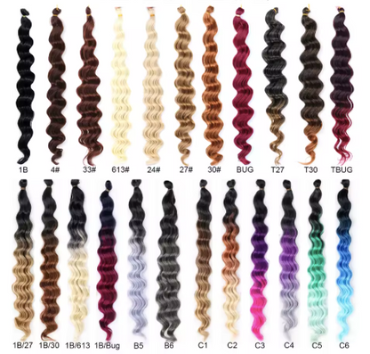 Hot Sale High Quality 20 Inch Crochet Synthetic Curly Hair Weaves Deep Ocean Water Bundle Wavy Hair African Braids Wholesale