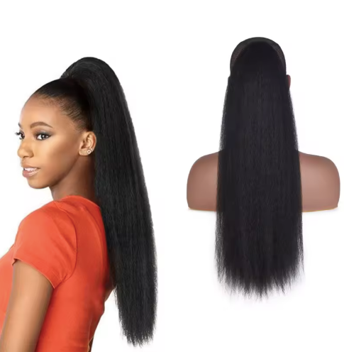Aligned Hair Extension Kinky Straight Drawstring Elastic Band synthetic Hair Ponytail