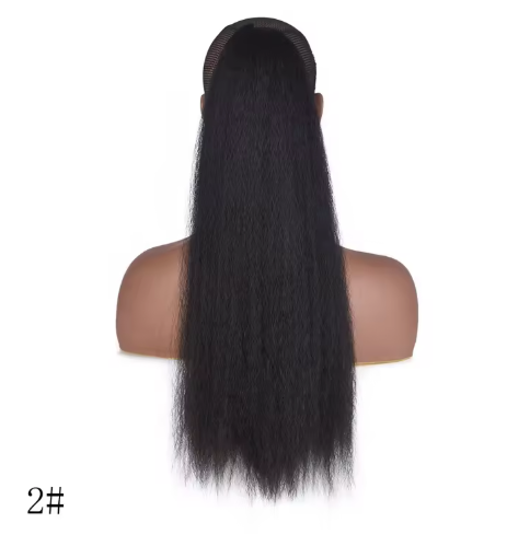Aligned Hair Extension Kinky Straight Drawstring Elastic Band synthetic Hair Ponytail color