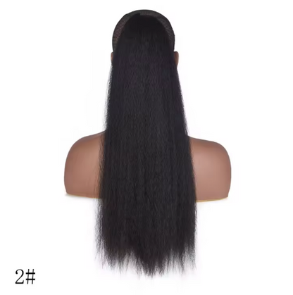Aligned Hair Extension Kinky Straight Drawstring Elastic Band synthetic Hair Ponytail color