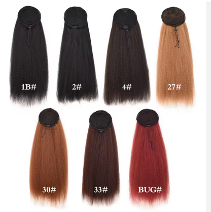 Aligned Hair Extension Kinky Straight Drawstring Elastic Band synthetic Hair Ponytail colors