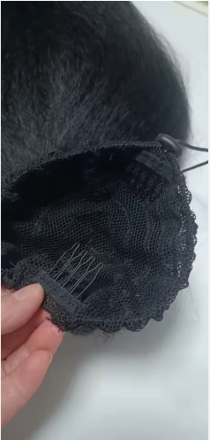 Aligned Hair Extension Kinky Straight Drawstring Elastic Band synthetic Hair Ponytail demo