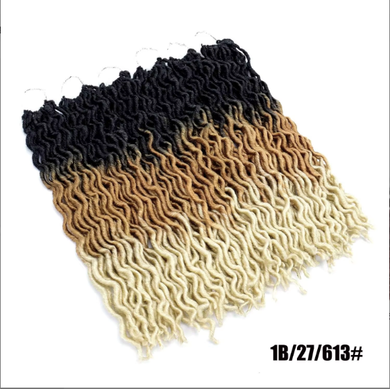 Gypsy Locs Goddess Faux Locs Crochet Hair Extension Ombre Braiding Hair Braids Dreadlocs Curly Faux Locks Wavy Twist Gypsy Hair color1