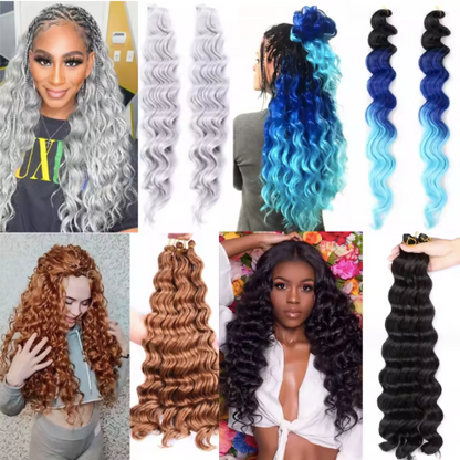 Hot Sale High Quality 20 Inch Crochet Synthetic Curly Hair Weaves Deep Ocean Water Bundle Wavy Hair African Braids 