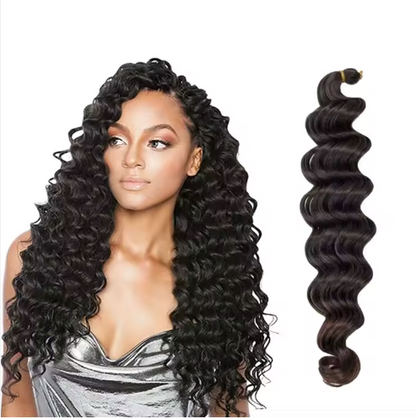 Hot Sale High Quality 20 Inch Crochet Synthetic Curly Hair Weaves Deep Ocean Water Bundle Wavy Hair African Braids Wholesale