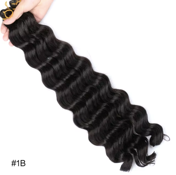 Hot Sale High Quality 20 Inch Crochet Synthetic Curly Hair Weaves Deep Ocean Water Bundle Wavy Hair African Braids Wholesale