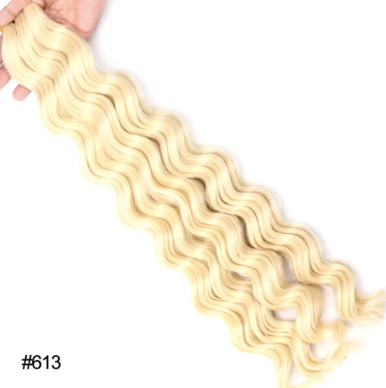 Hot Sale High Quality 20 Inch Crochet Synthetic Curly Hair Weaves Deep Ocean Water Bundle Wavy Hair African Braids Wholesale