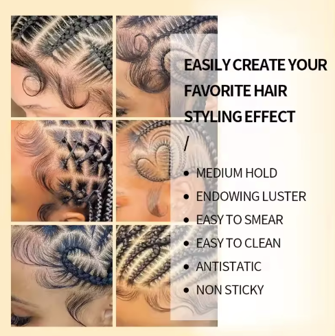 KORMESIC OEM organic strong extra hold pomade hair braid gel for braids demo