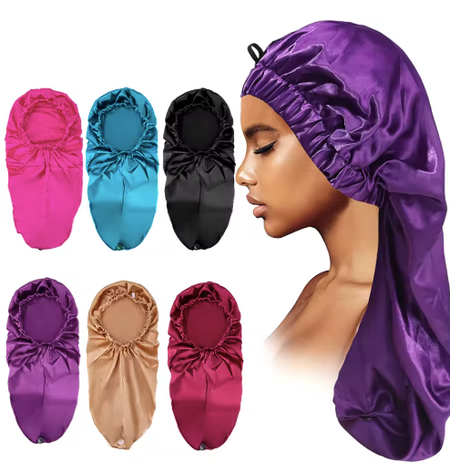 Long Bonnet Satin Hair Silky Bonnet Women Silky Bonnets for Women  Band Sleep Cap for Braids Curly Hair