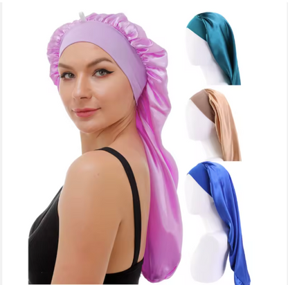 Long Bonnet Satin Hair Silky Bonnet Women Silky Bonnets for Women  Band Sleep Cap for Braids Curly Hair pink