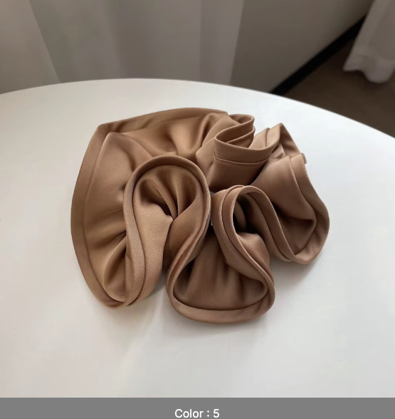 Luxury Elegant Simple Oversize Flower Elastic Hair Ties Big Black Brown Hair Band Girls Women Extra Large Satin Silk Scrunchies 09