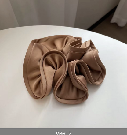 Luxury Elegant Simple Oversize Flower Elastic Hair Ties Big Black Brown Hair Band Girls Women Extra Large Satin Silk Scrunchies 09