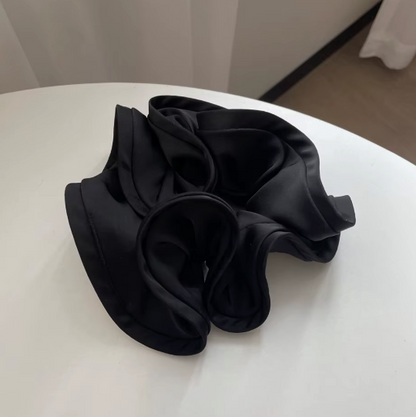 Luxury Elegant Simple Oversize Flower Elastic Hair Ties Big Black  Hair Band Girls Women Extra Large Satin Silk Scrunchies