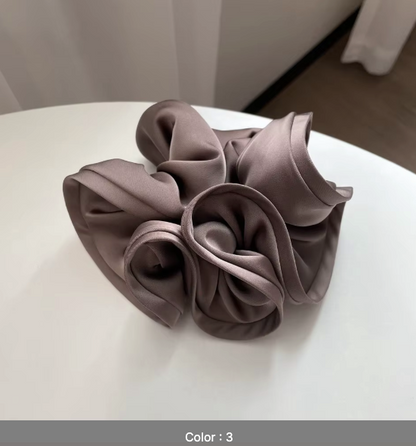Luxury Elegant Simple Oversize Flower Elastic Hair Ties Big  Hair Band Girls Women Extra Large Satin Silk Scrunchies