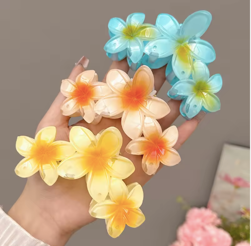 Tropical Plumeria Flower Hair Clips - Hawaiian Paradise Hair Accessories