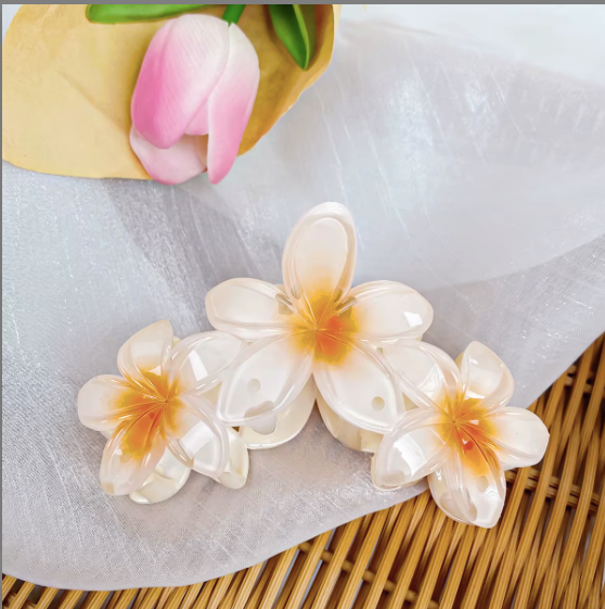 Tropical Plumeria Flower Hair Clips - Hawaiian Paradise Hair Accessories