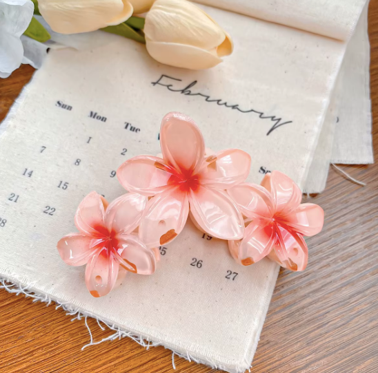 Tropical Plumeria Flower Hair Clips - Hawaiian Paradise Hair Accessories