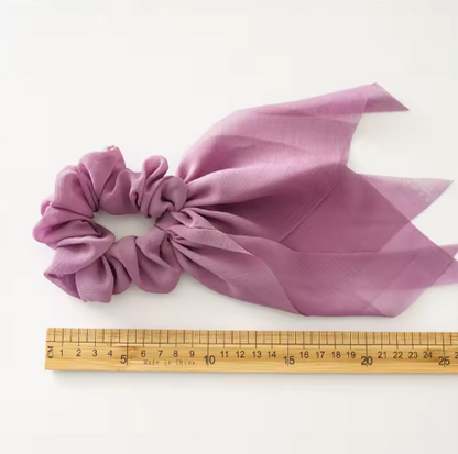 Silk Bow Scrunchies with Ribbon Tails - Elegant Hair Ties Collection