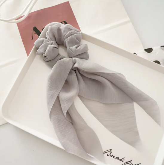 Silk Bow Scrunchies with Ribbon Tails - Elegant Hair Ties Collection