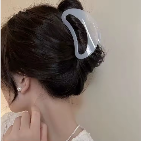 Curved Marble Hair Claws - Modern Minimalist Hair Clips Collection