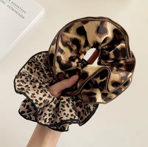Animal Print Satin Scrunchies Set - Leopard & Tortoiseshell Hair Ties