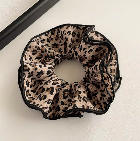 Animal Print Satin Scrunchies Set - Leopard & Tortoiseshell Hair Ties