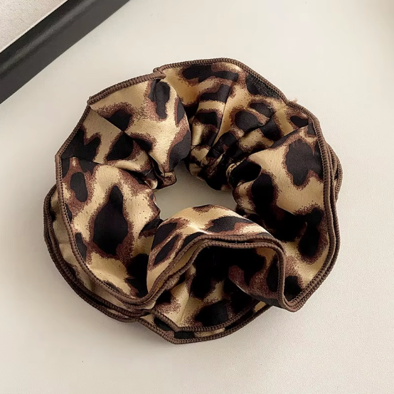 Animal Print Satin Scrunchies Set - Leopard & Tortoiseshell Hair Ties