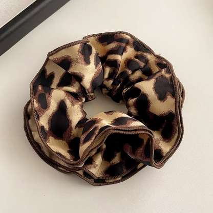Animal Print Satin Scrunchies Set - Leopard & Tortoiseshell Hair Ties