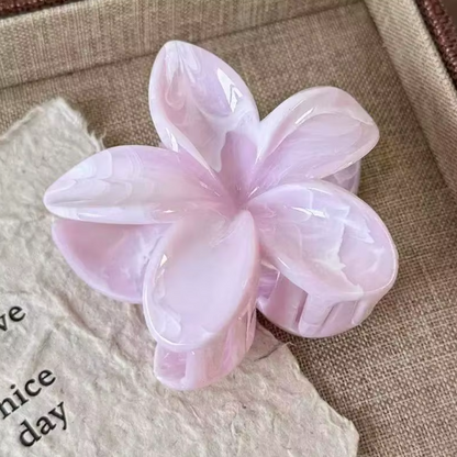 Translucent Flower Hair Claws - Dreamy Pastel Plumeria Hair Clips Set