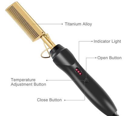 Professional Hot Combs Set - Titanium Alloy Electric Hair Straightening Tools