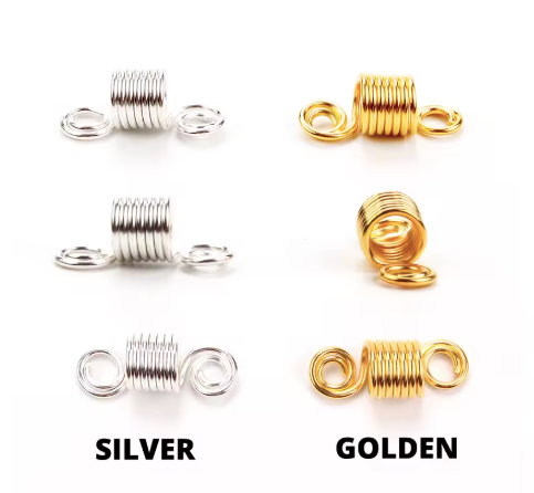 Dreadlock Coil Springs 50 pcs- Hair Loc Jewelry in Silver & Gold 2.8cm