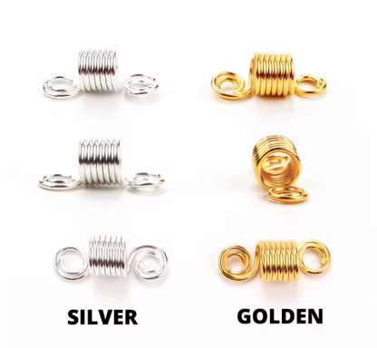 Dreadlock Coil Springs 50 pcs- Hair Loc Jewelry in Silver & Gold 2.8cm