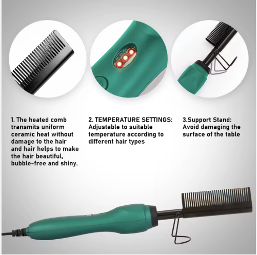 Professional Hot Combs Set - Titanium Alloy Electric Hair Straightening Tools