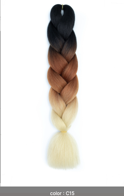 Ombré Super Jumbo Braiding Hair Extensions - Black to Blonde Gradient Synthetic Hair