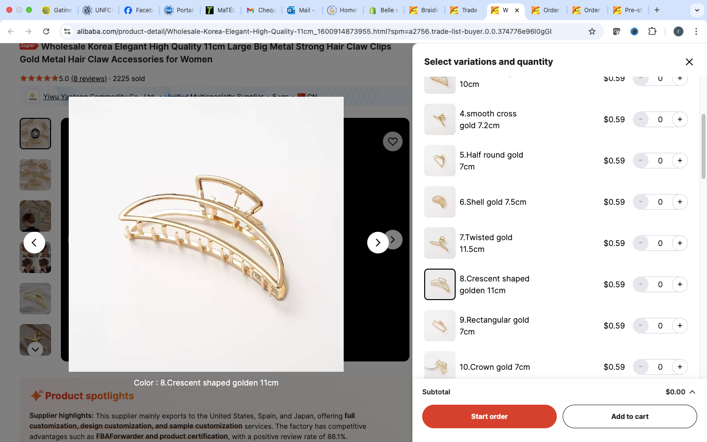 Gold Geometric Hair Claw Clips Set - Modern Minimalist Hair Accessories