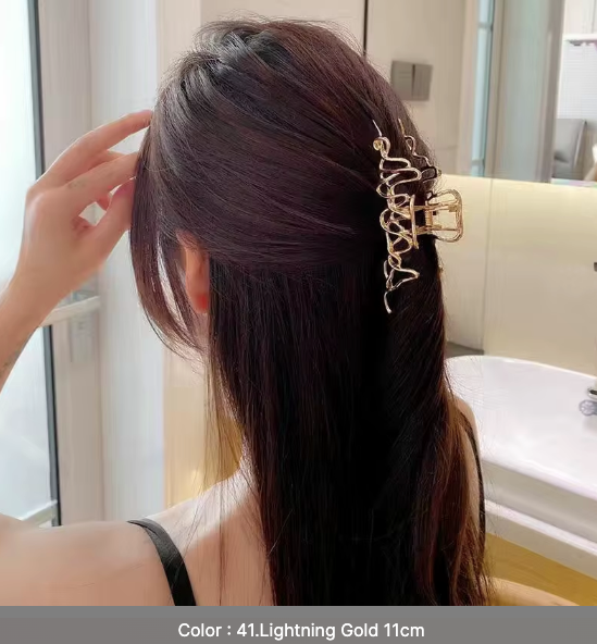 Gold Geometric Hair Claw Clips Set - Modern Minimalist Hair Accessories