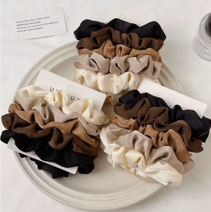 Set  Hair Accessories Mulberry Silk Hair Scrunchies Set Hair Band Women black, brown, beige 