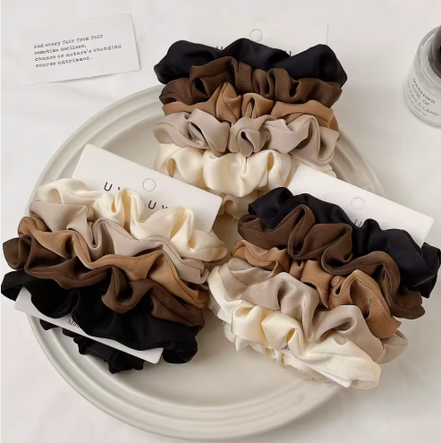 Set  Hair Accessories Mulberry Silk Hair Scrunchies Set Hair Band Women black, brown, beige 