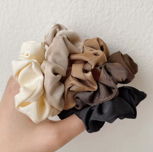 Set  Hair Accessories Mulberry Silk Hair Scrunchies Set Hair Band Women black, brown, beige 06