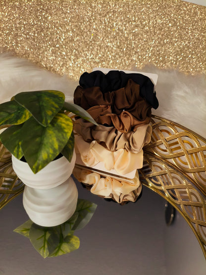 Luxury Mulberry Silk Hair Scrunchies Set - 5 Piece Premium Collection