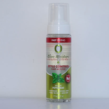 Olive Moisture Style Control Hair Mousse - Fast Drying Peppermint Formula